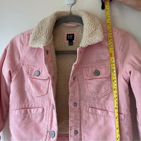 GAP Kids Pink Corduroy Sherpa Lined Jacket Size S (6–7) – Faux Shearling Collar - Picture 8 of 16